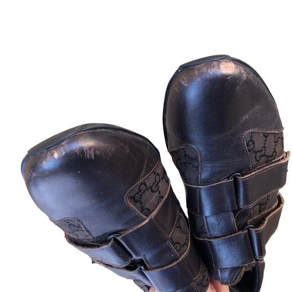 GUCCI Shoes Brown Guccissima Leather Velcro Sneakers Size 44 AUTHENTIC - Picture 13 of 16